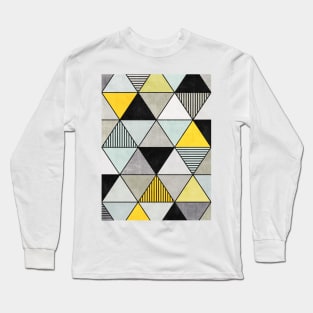 Colorful Concrete Triangles 2 - Yellow, Blue, Grey Long Sleeve T-Shirt